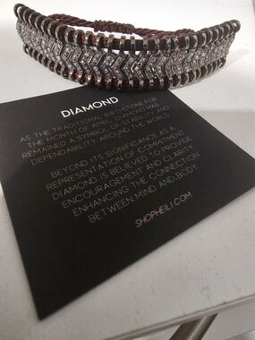 Sparkling Chevron Bracelet with Burgundy Cord